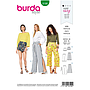 Patron Burda 6199 Pantalon léger femme, short ou pantacourt - volantés & taille élastiquée - du 36 au 46