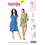 Patron Burda 6207 Robe kimono portefeuille arrondie et volantée avec ceinture nœud ruban - du 36 au 46