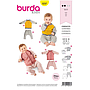 Patron Burda 9297 Ensemble bébés Veste sweaTee-Shirt manches raglan à col droit et pantalon élastique - de 1 à 36 mois