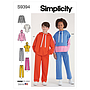 Patron Simplicity 9394 - Sweats à capuche, pantalons et hauts en tricot surdimensionnés pour garçons et filles du 4 au 14 ans